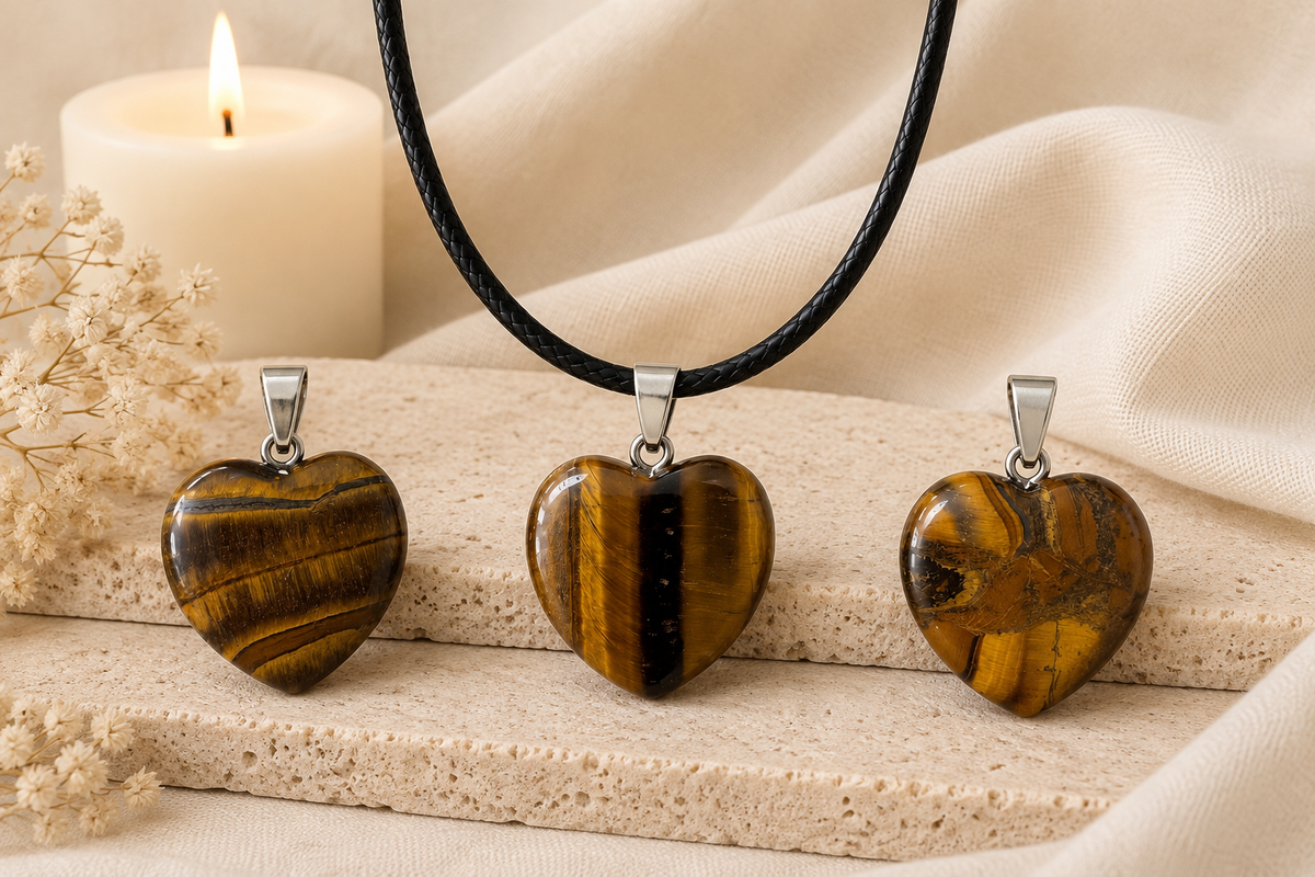 Tiger’s Eye Crystal Heart Necklace