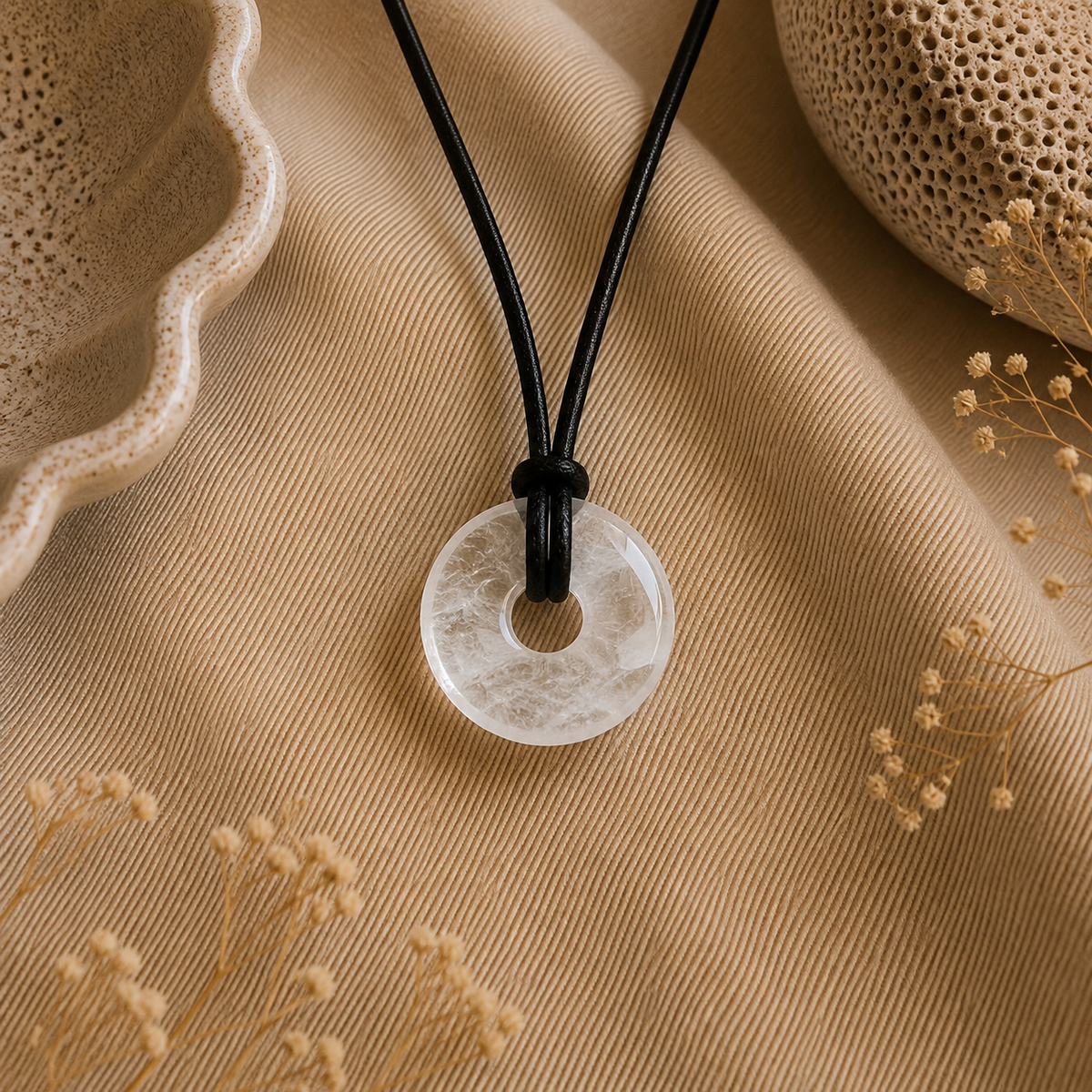 Clear Quartz Donut Necklace