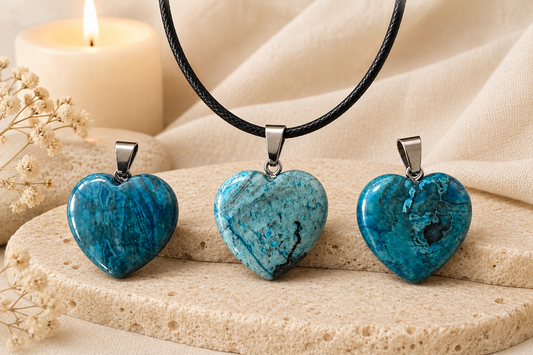 Blue Agate Crystal Heart Necklace