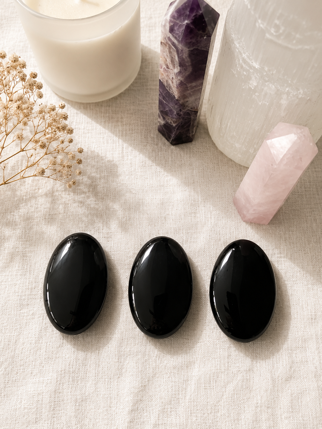 Black Obsidian Palm Stone