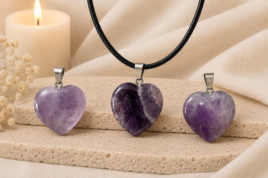 Amethyst Crystal Heart Necklace