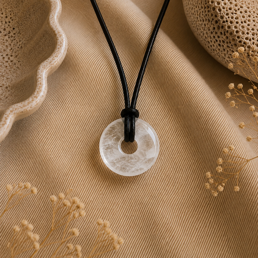 Clear Quartz Donut Necklace