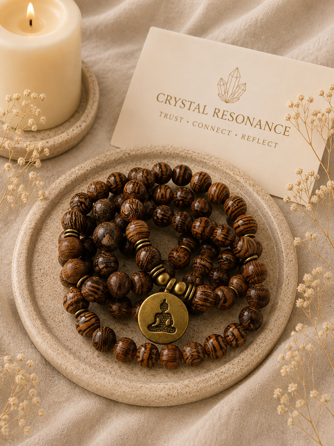 Meditation Wooden Mala Wrap Bracelet