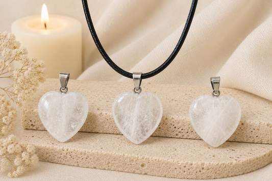 Clear Quartz Crystal Heart Necklace