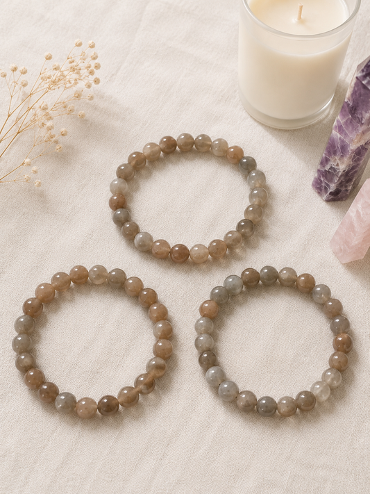 Peach Moonstone Crystal Bracelet